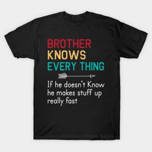 Brother Knows Everything If He Doesn't Know He Makes Stuff Up Really Fast Happy Father Parent Day T-Shirt